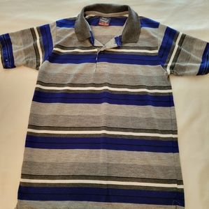 (2/$5) Pure Vintage Brand Boys Polo Striped Shirt (Blue/White/Gray)  (10/12)
